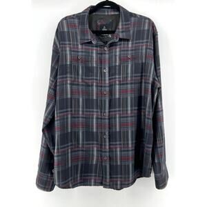 prAna Men's Wool Blend Button Down Shirt Plaid Size XL